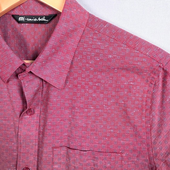 TravisMathew Other - TravisMathew‎ Button Down Shirt Mens M Burgundy Geometric Short Sleeve
